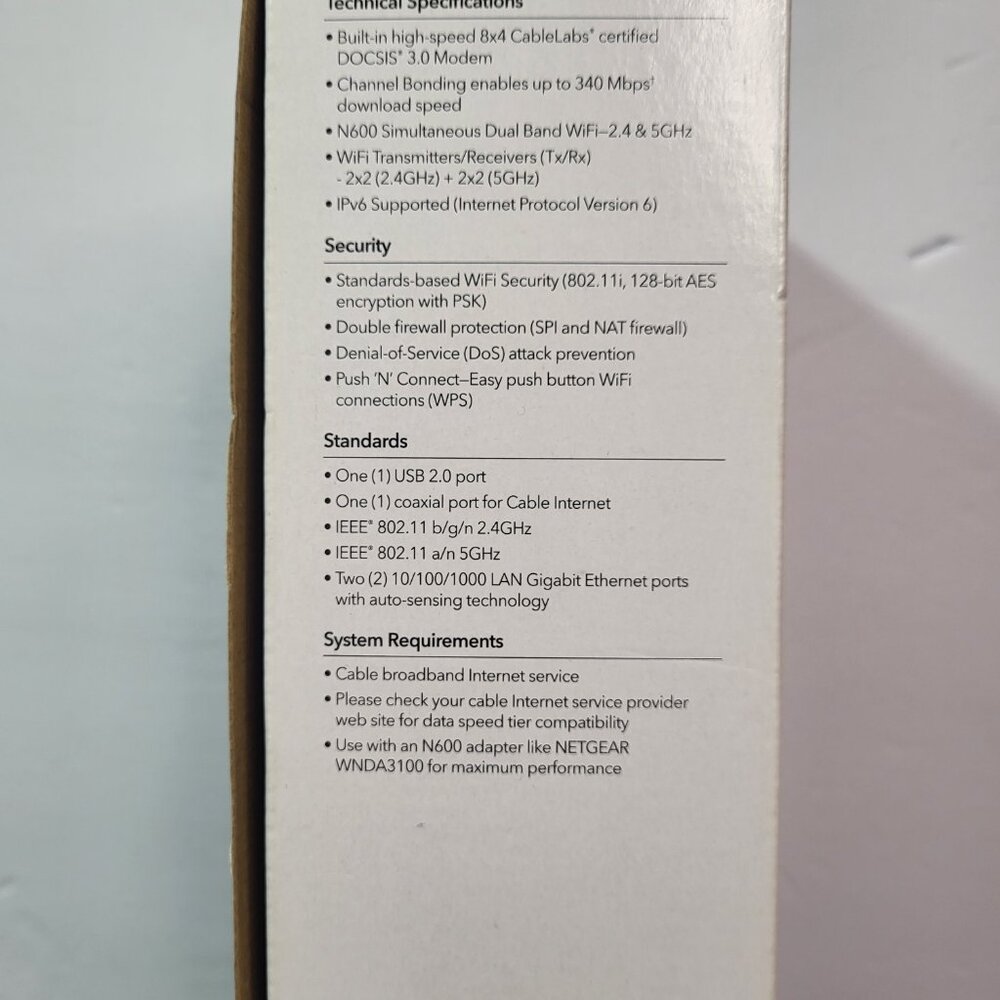 Netgear N600 WiFi Cable Modem Router 802. - Picture 5 of 7